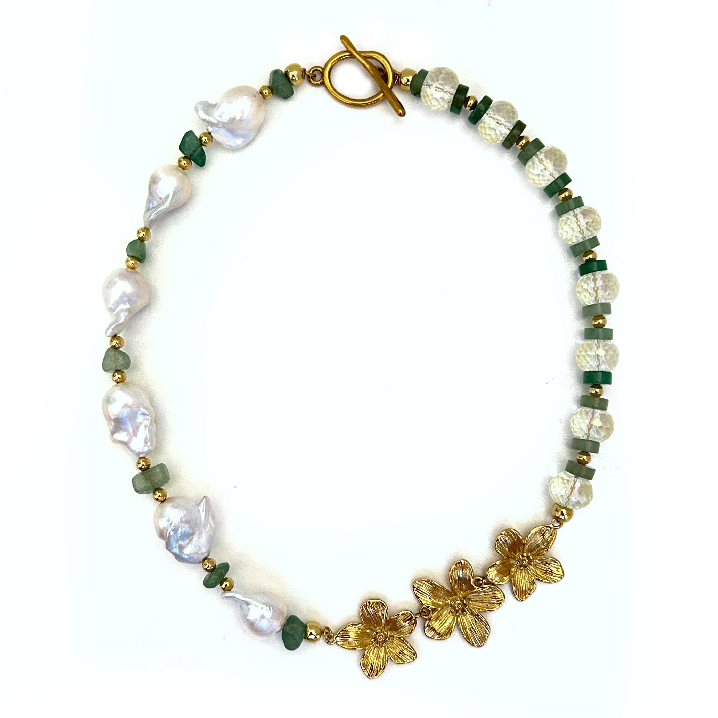 Baroque Pearl Crystal Collar Necklace