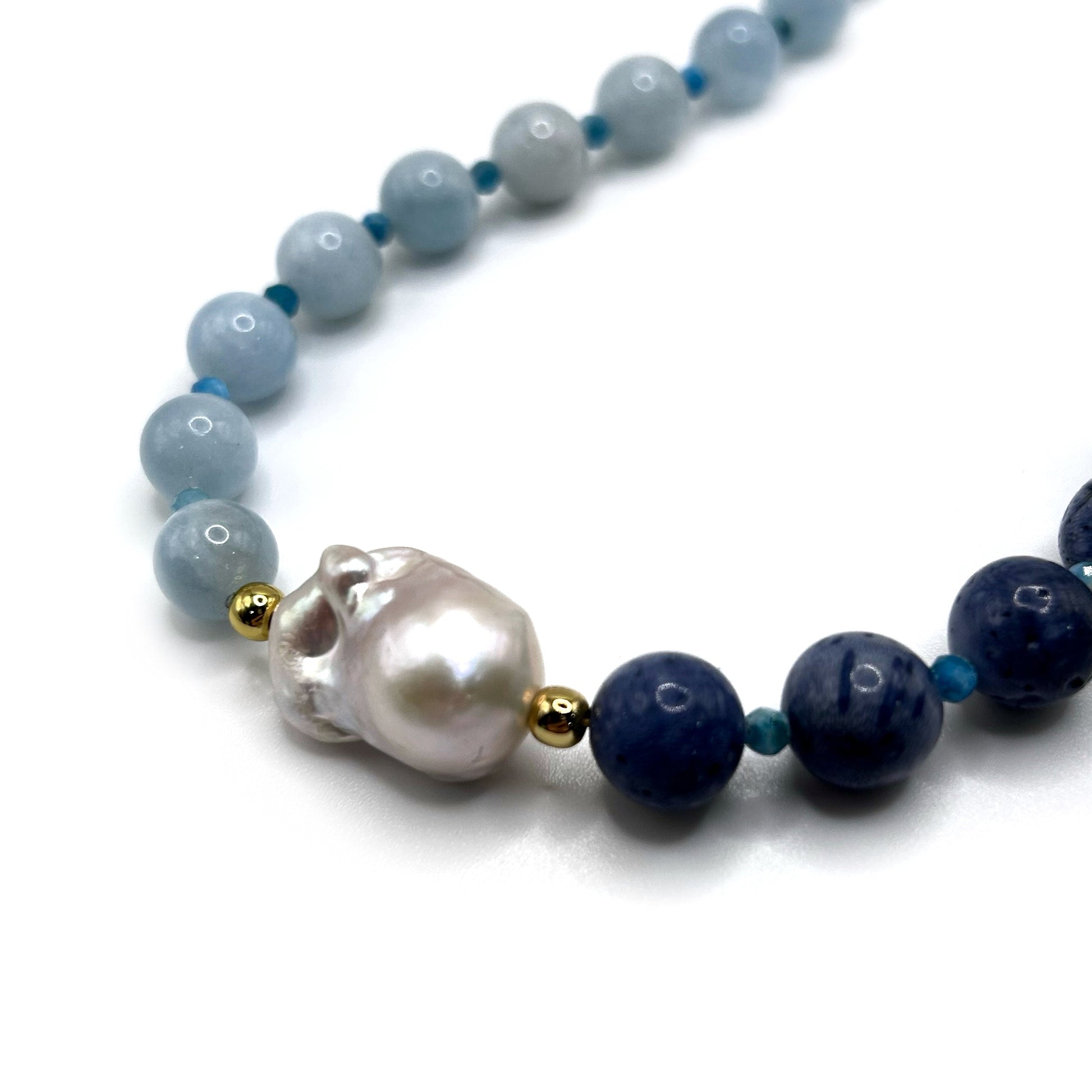 Aquamarine Pearl Coral Necklace - T. Randall Jewelry