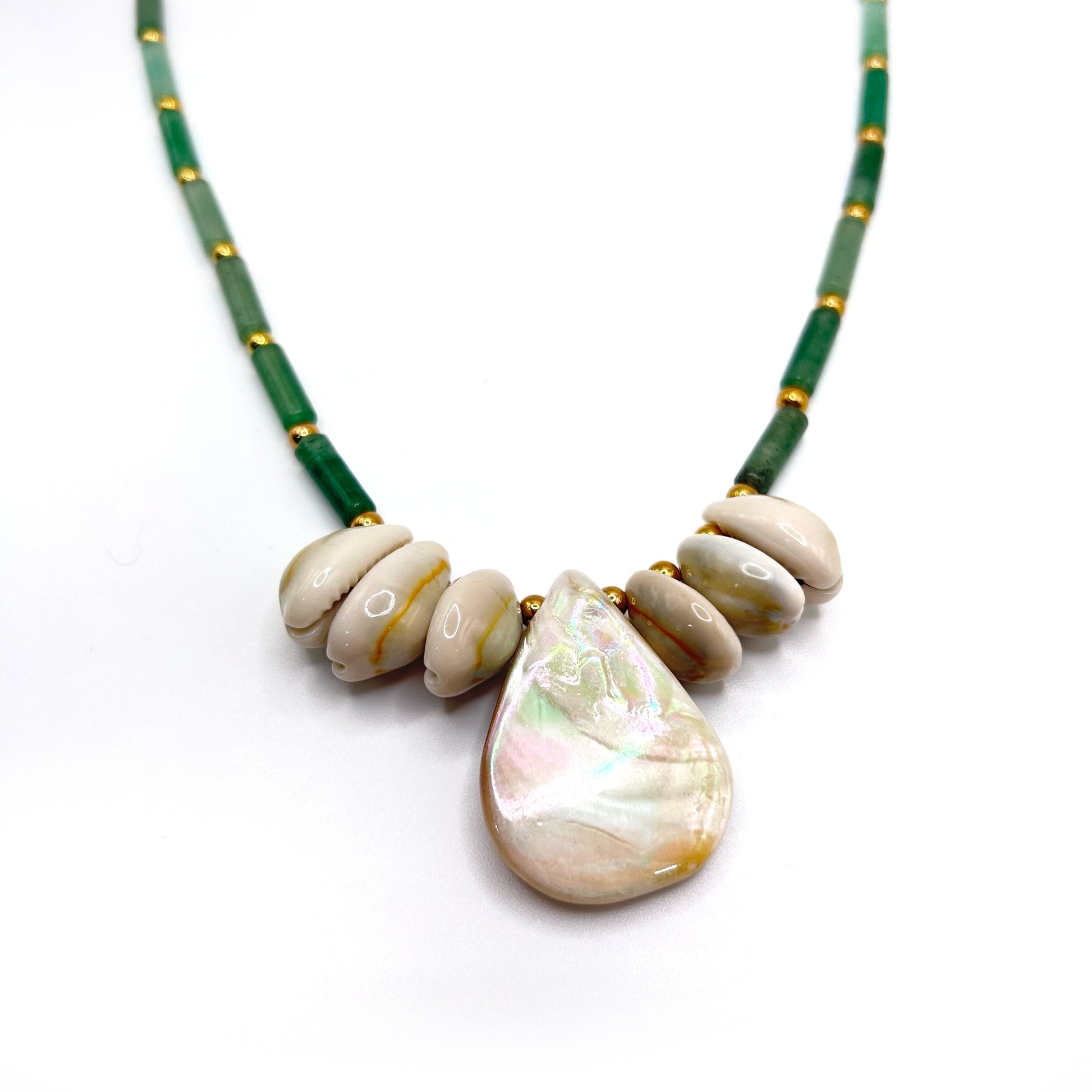 Aventurine and Shell Pendant Necklace - T. Randall Jewelry