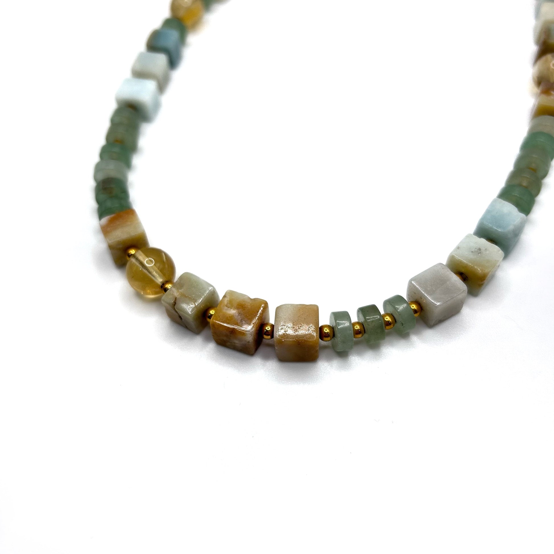 Aventurine Citrine Amazonite Mixed Media Necklace - T. Randall Jewelry