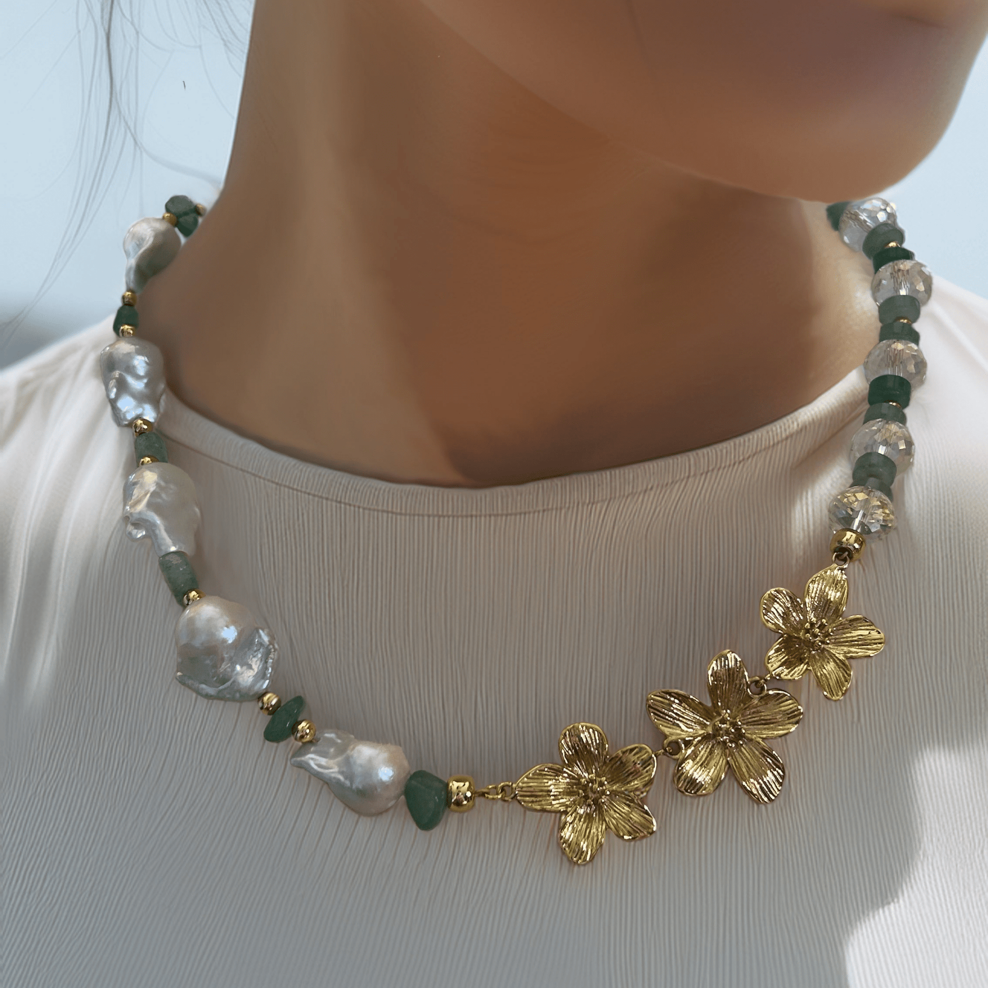 Baroque Pearl Crystal Collar Necklace - T. Randall Jewelry