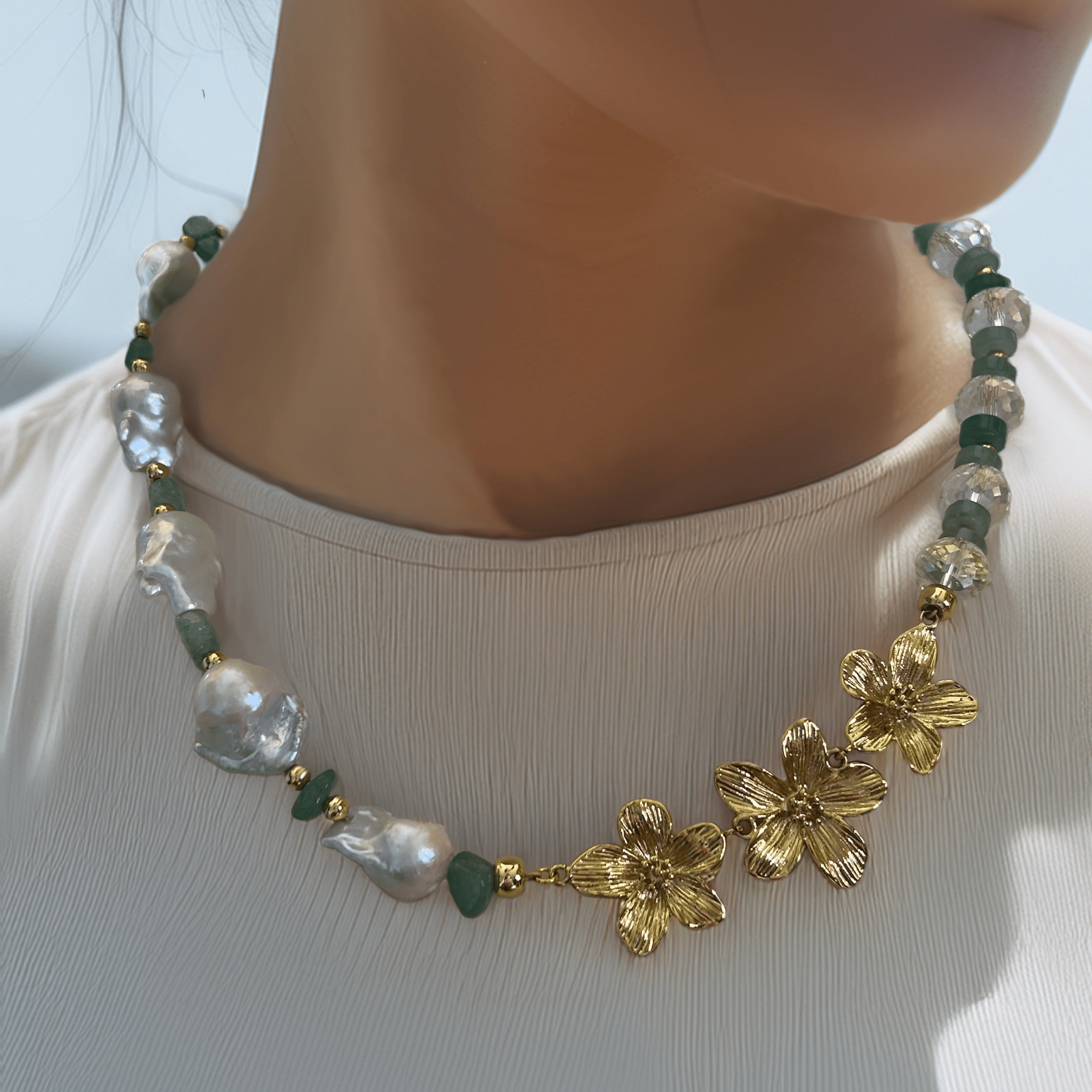 Baroque Pearl Crystal Collar Necklace - T. Randall Jewelry