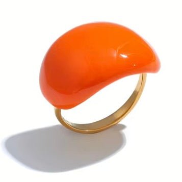 Enamel Ring in 18K Gold Plated Stainless Steel - T. Randall Jewelry