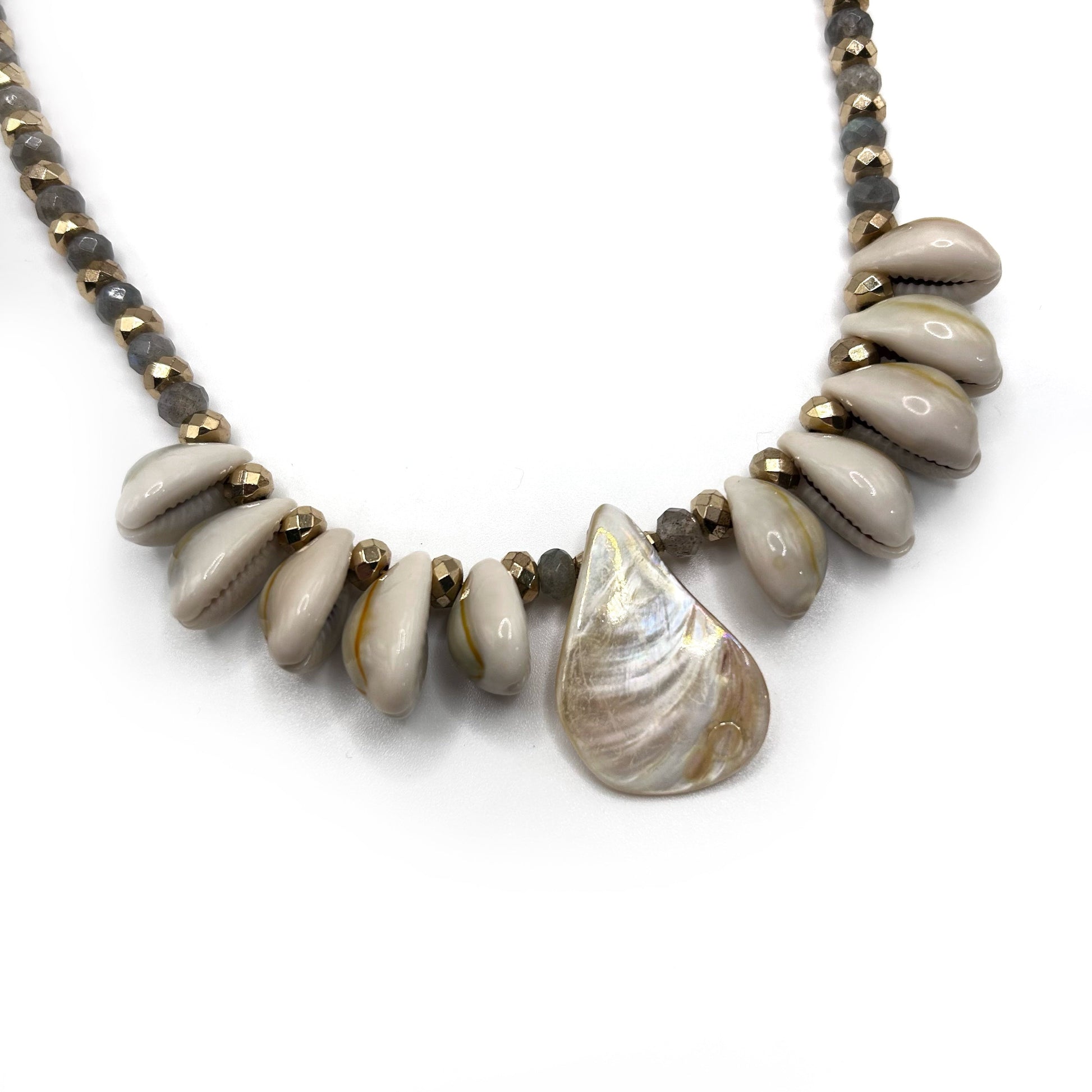 Labradorite and Shell Statement Necklace - T. Randall Jewelry