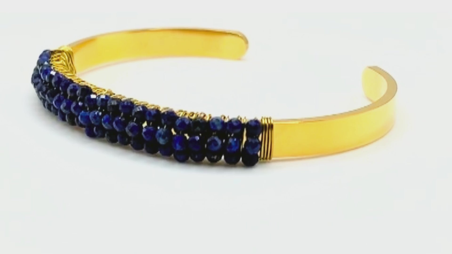 Load video: Lapis Lazuli Wrapped Cuff Bracelet
