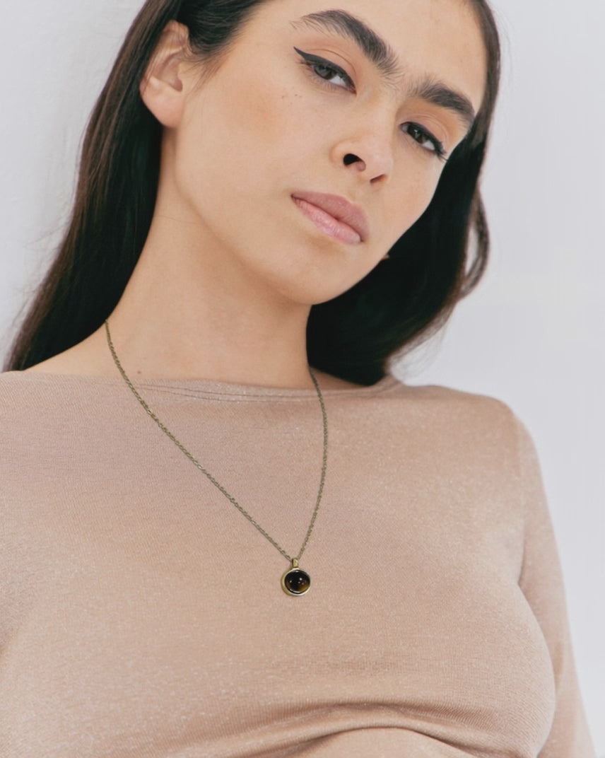 Load video: Tiger's Eye Pendant Charm Necklace