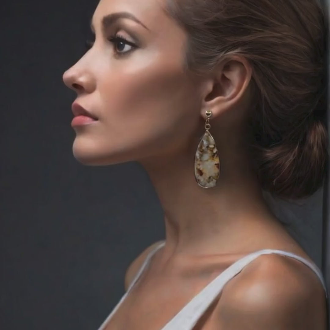 Load video: Stone Tear Drop Earrings