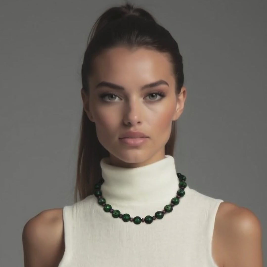 Load video: Ruby and Zoisite Collar Necklace