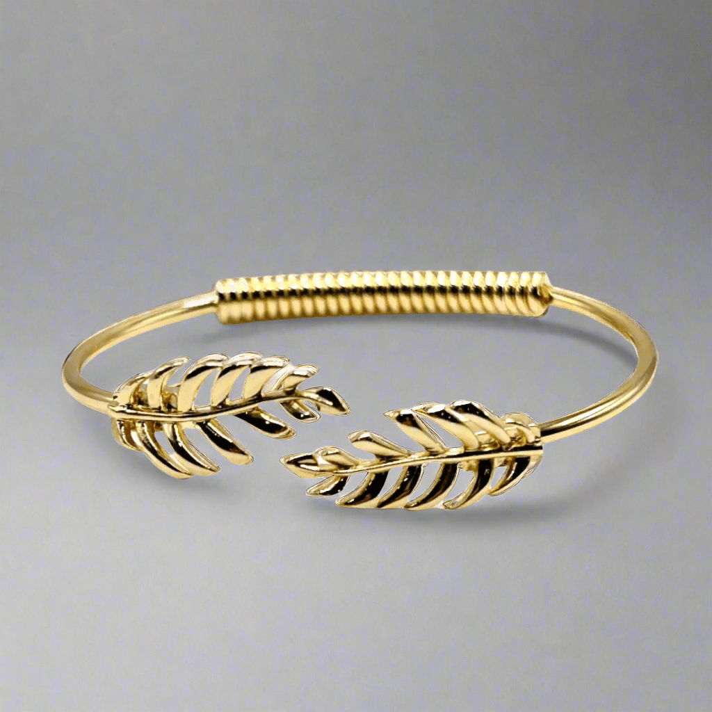 T. Randall Jewelry 18K Gold Plated Laurel Leaf Bangle Bracelet