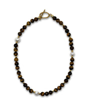 Tiger's Eye Pearl Beaded Toggle Necklace - T. Randall Jewelry