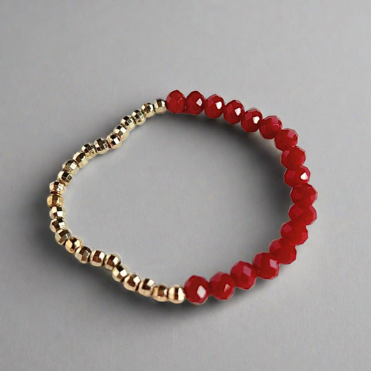 red crystal gold stretch bracelet