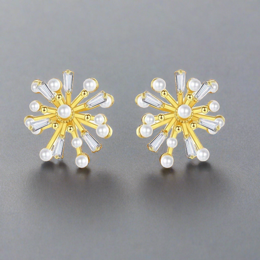 pearl crystal stud earrings