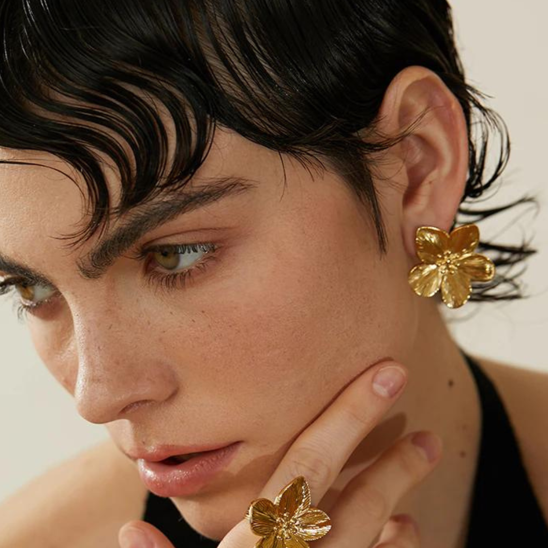 statement flower earrings