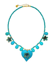 Turquoise Howlite Heart Pendant Necklace