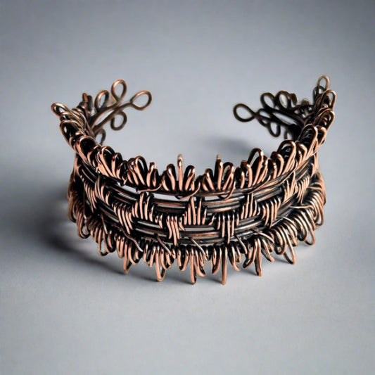 Wire Wrapped Copper Cuff Bracelet