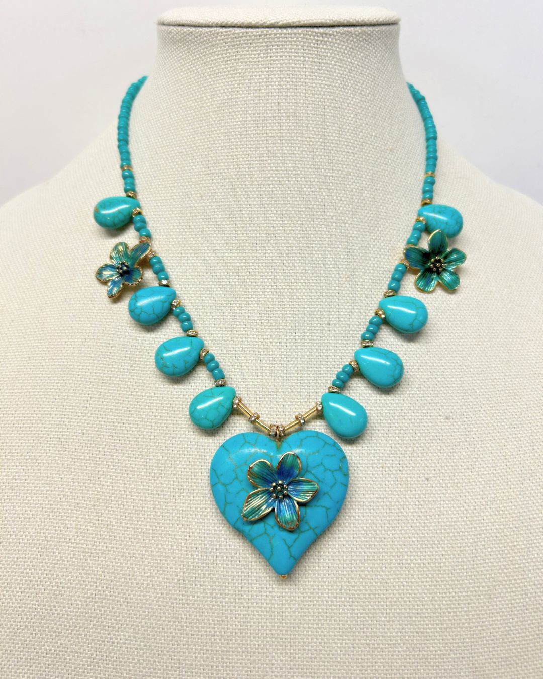 Turquoise Howlite Heart Pendant Necklace