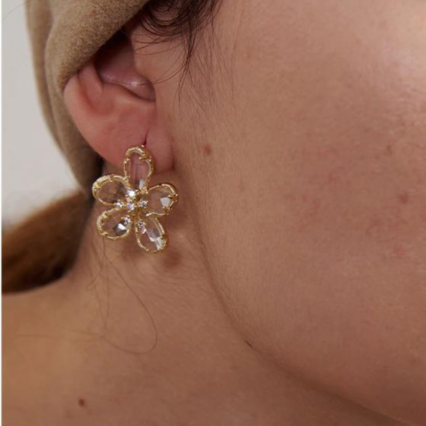 Cubic Zirconia Flower Stud Earrings