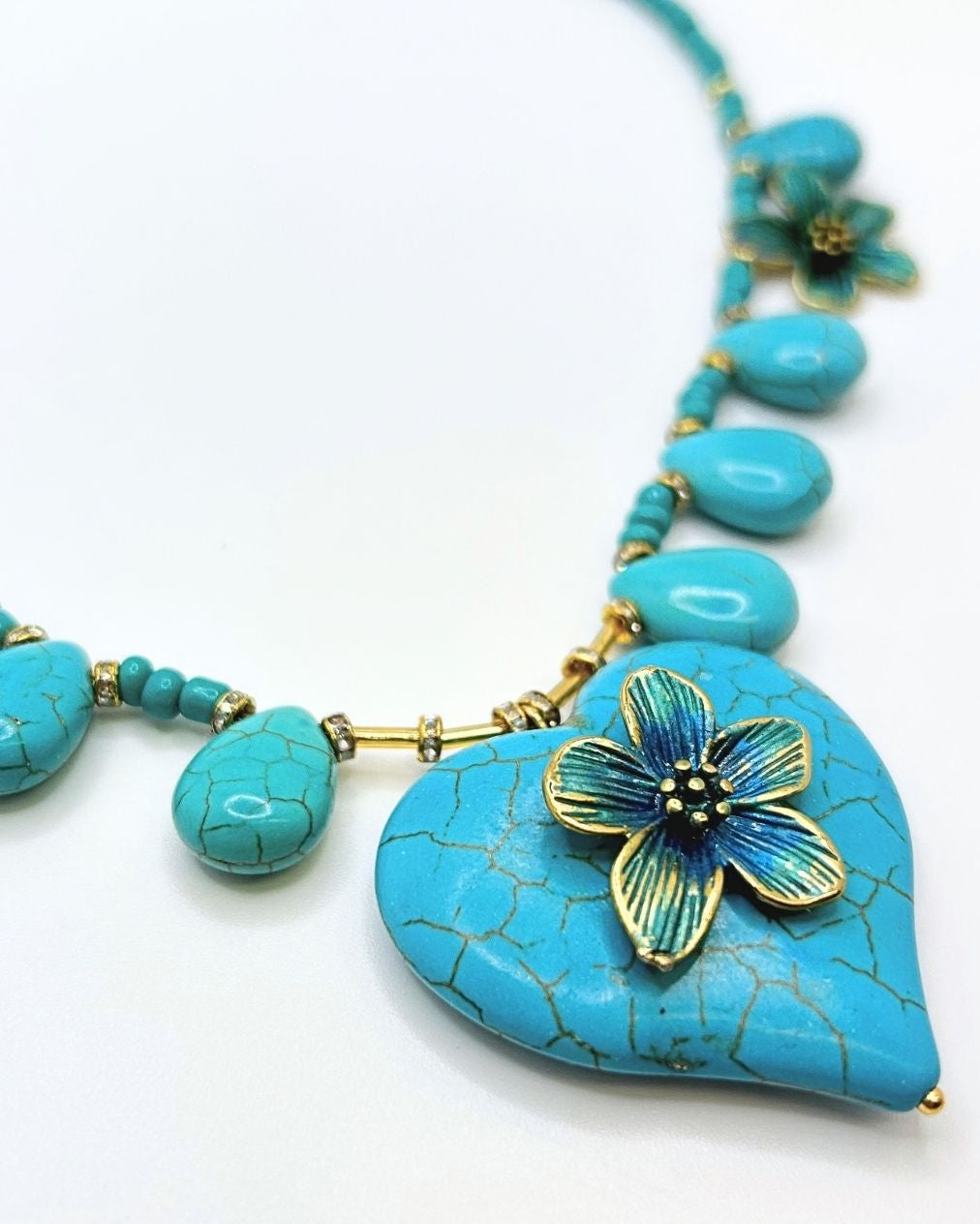 Turquoise Howlite Heart Pendant Necklace