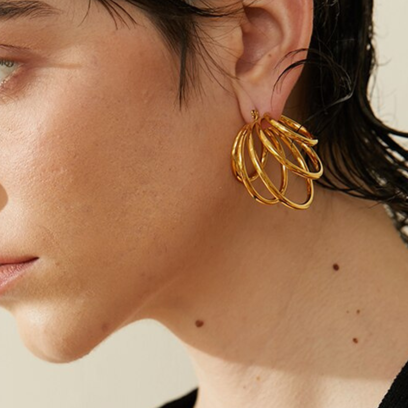Multi Hoop Gold Earrings
