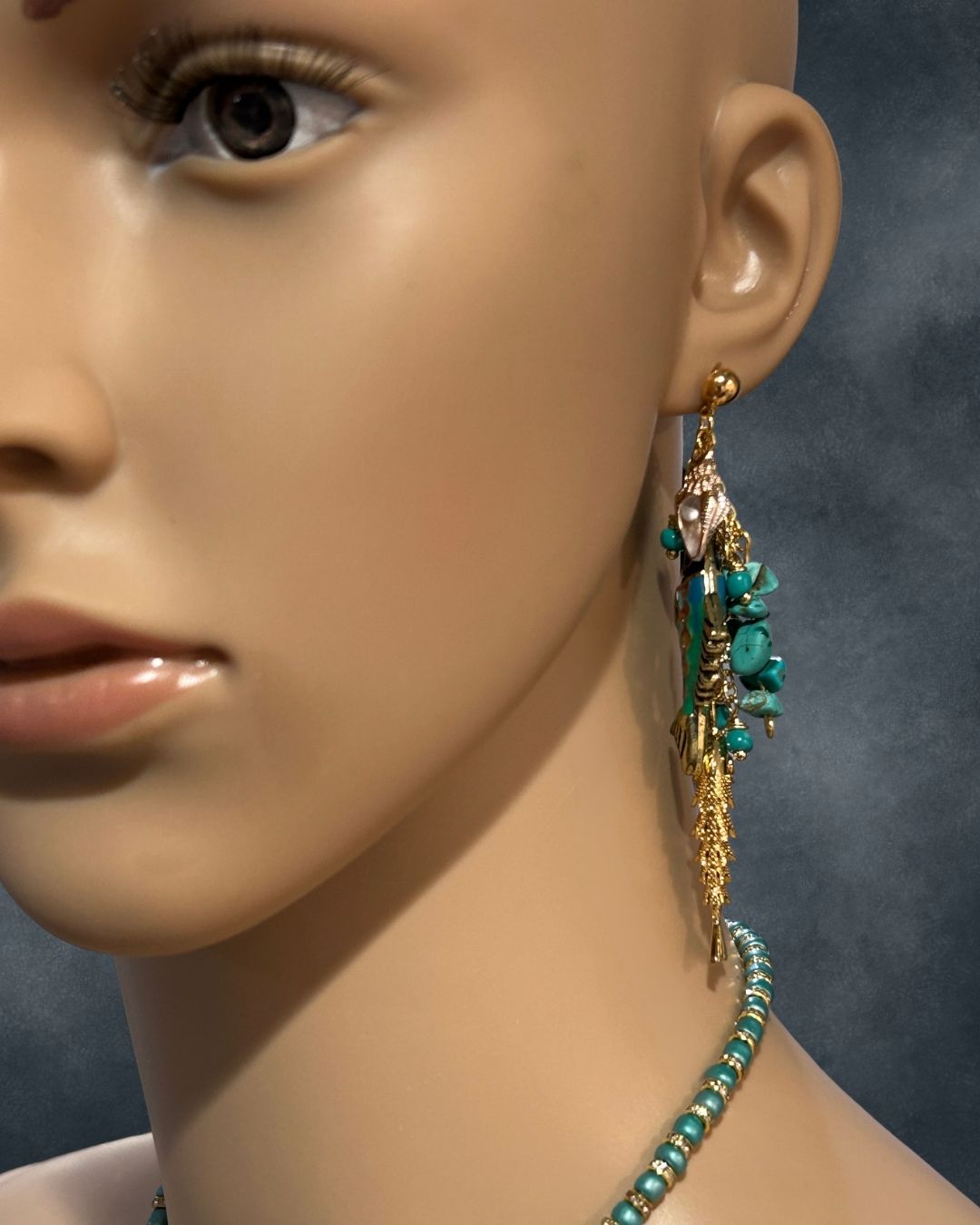Turquoise Fish Charm Dangle Earrings