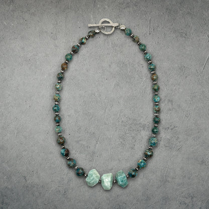 African Turquoise Sterling Silver Amazonite Boho Statement Necklace