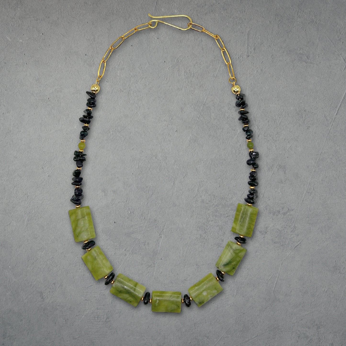 Black Tourmaline and Serpentine Necklace