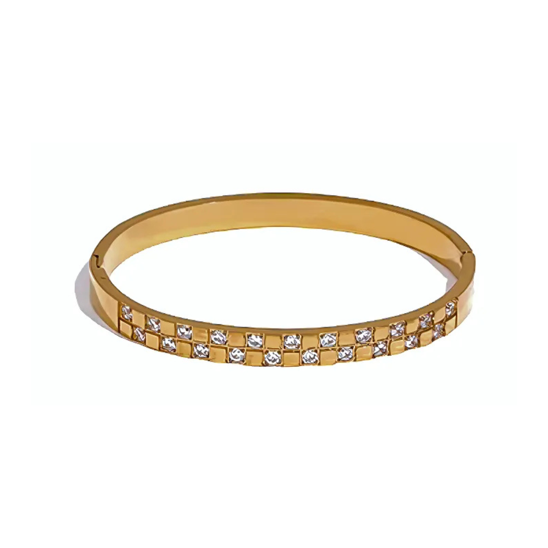 Golden Mosaic Bangle Bracelet