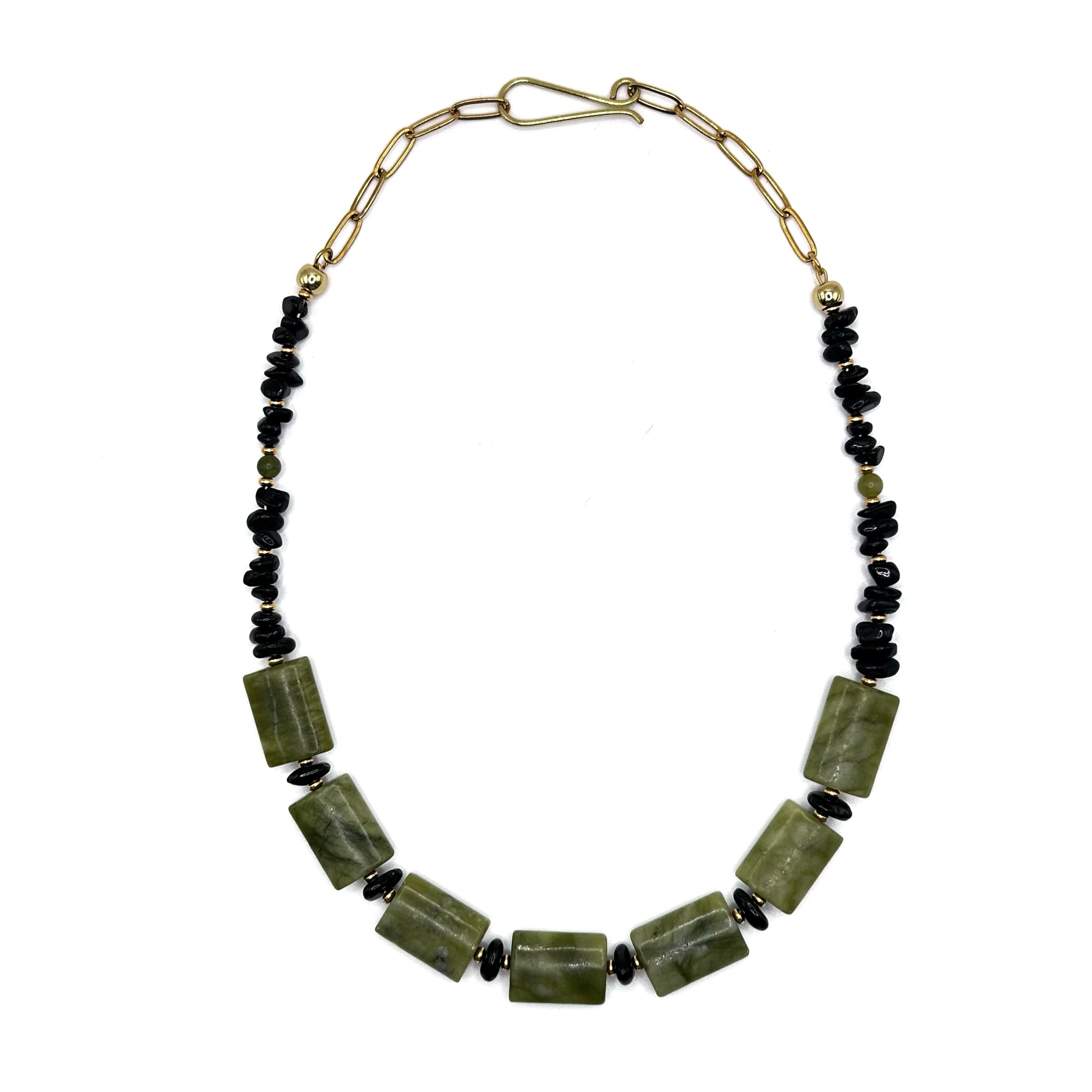 Black Tourmaline and Serpentine Necklace