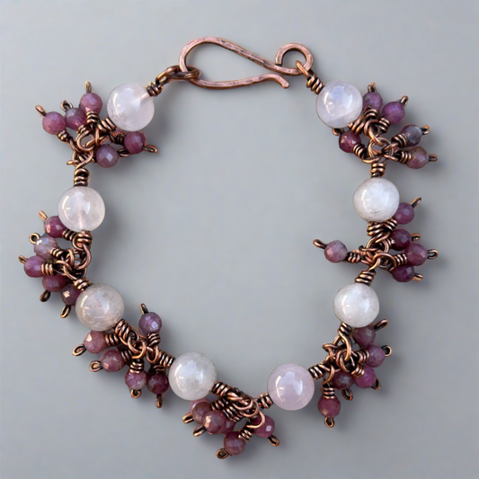 rose quartz dangle bracelet