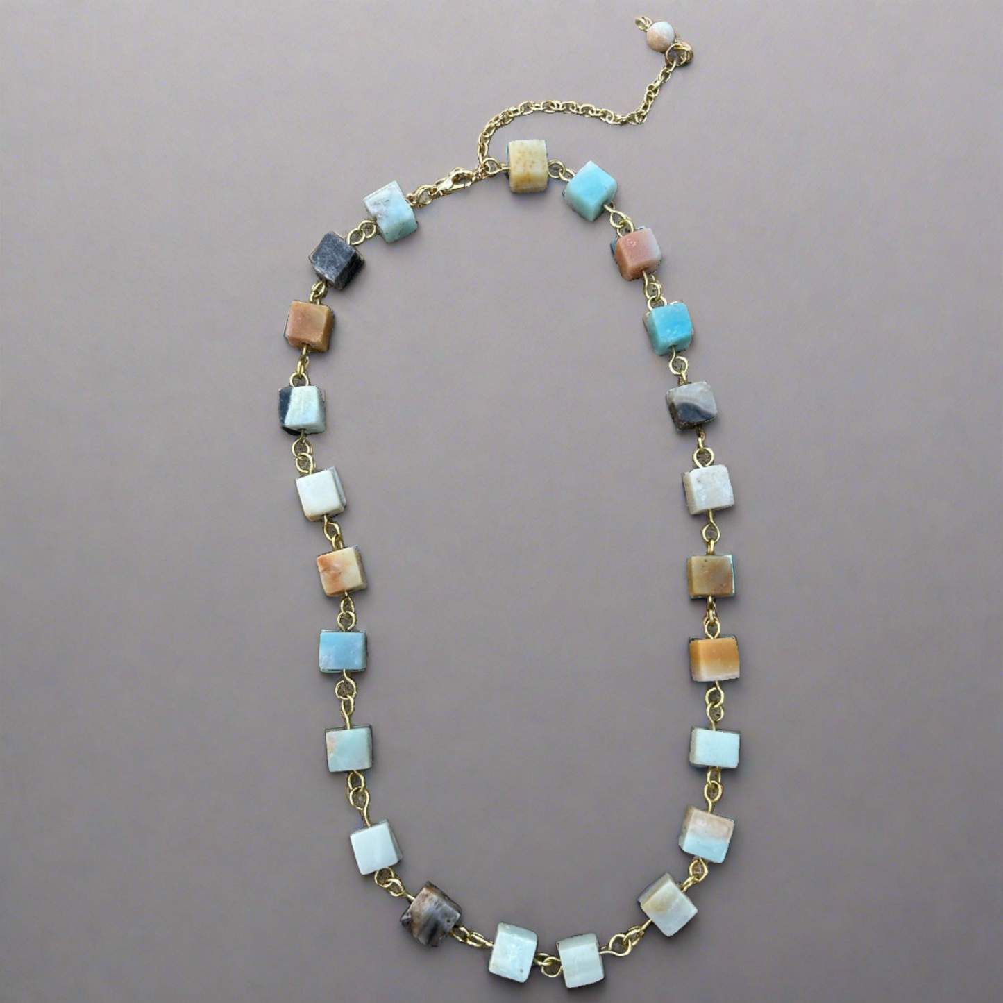 Amazonite Square Bead Necklace