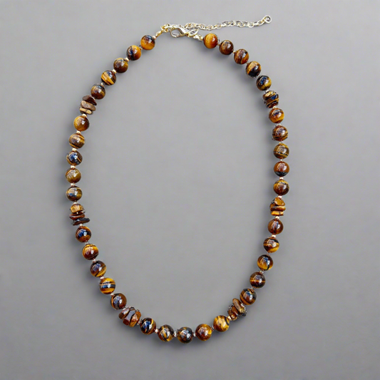 Tiger Eye Bead and Chip Necklace