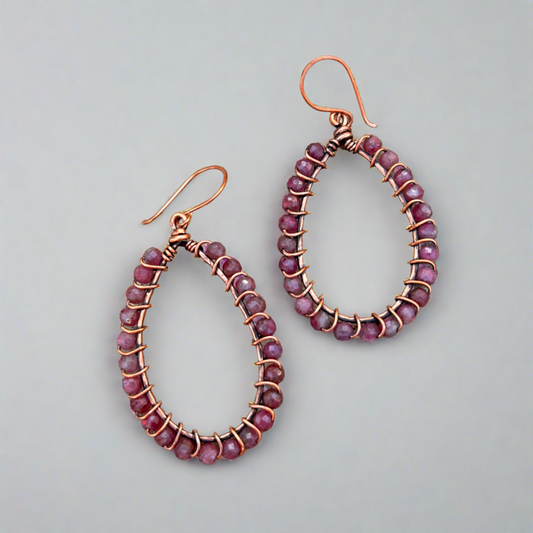 Copper and Pink Tourmaline Earrings