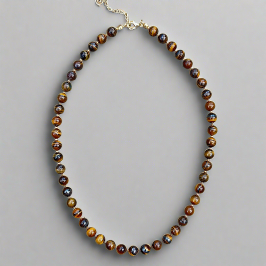beaded tiger's eye necklace