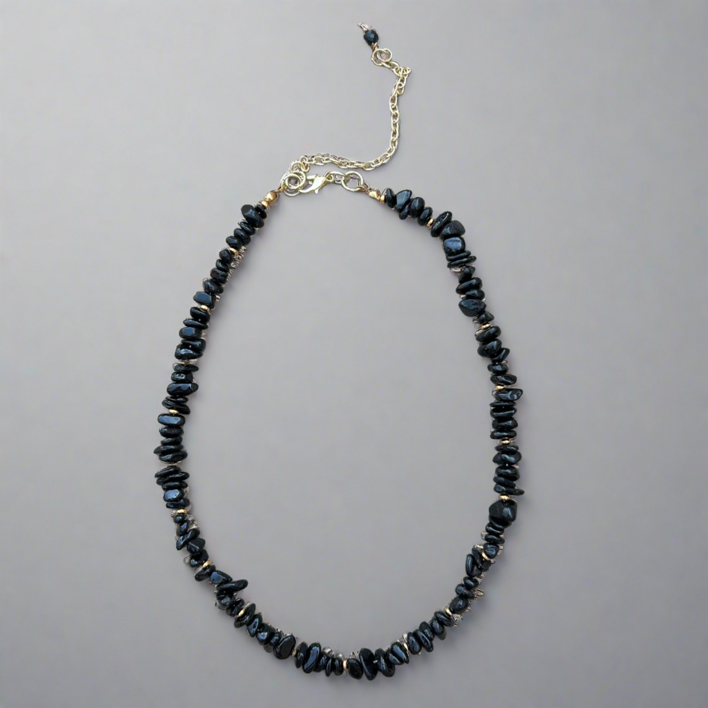 black tourmaline beaded necklace