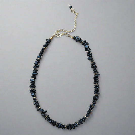 black tourmaline beaded necklace