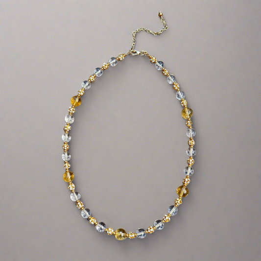 citrine clear quartz necklace