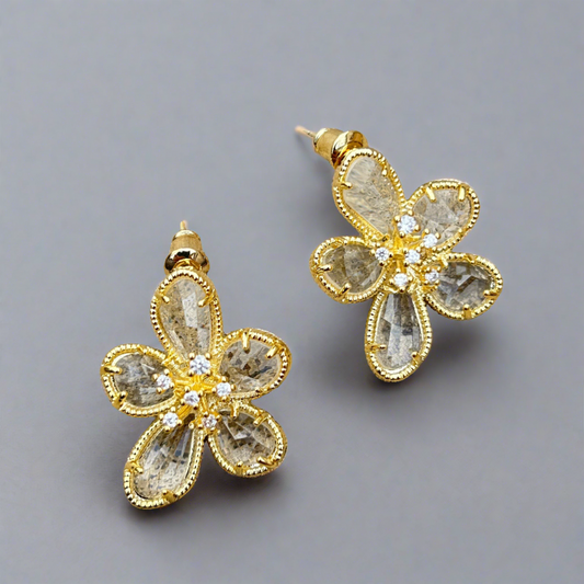 cubic zirconia flower stud earrings