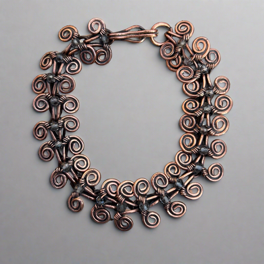 eqyptian coil bracelet with smokey quartz