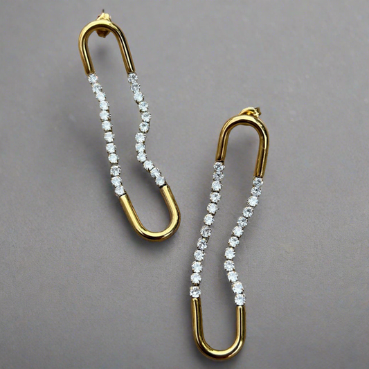 gold crystal drop earrings