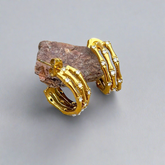 gold plated semi-circle hoop earrings