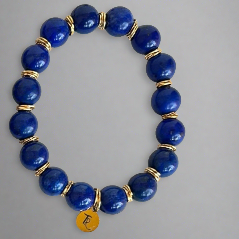 Lapis and Gold Wire Stretch Bracelet