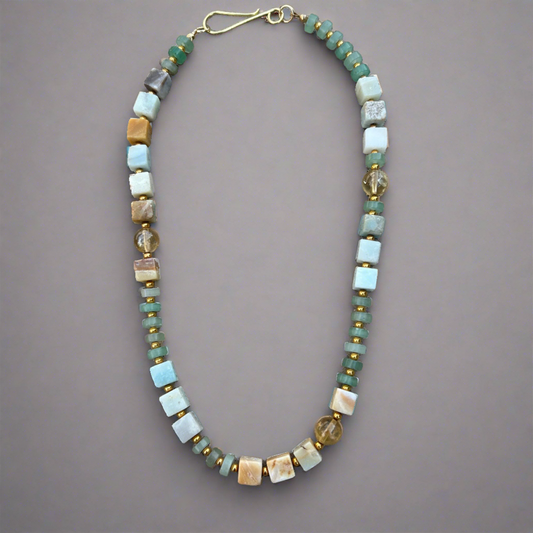 mixed media natural stone beaded necklace