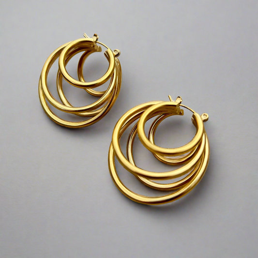 multi hoop gold earrings
