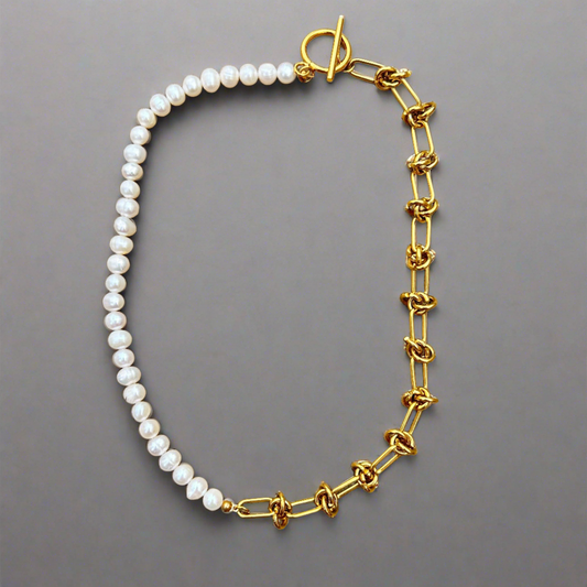 natural pearl and 18K gold plated necklace