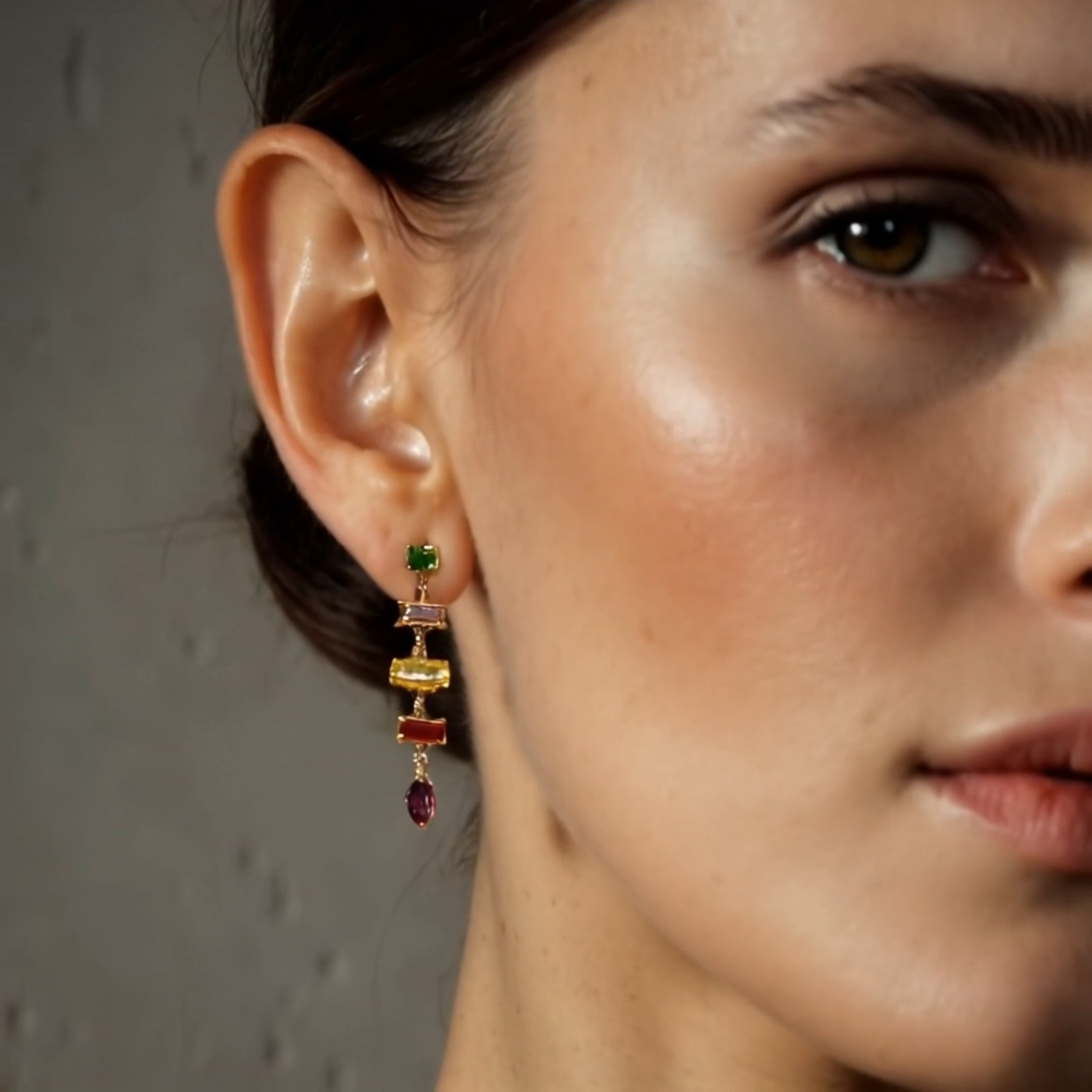 Multi-Colored CZ Dainty Drop Earrings