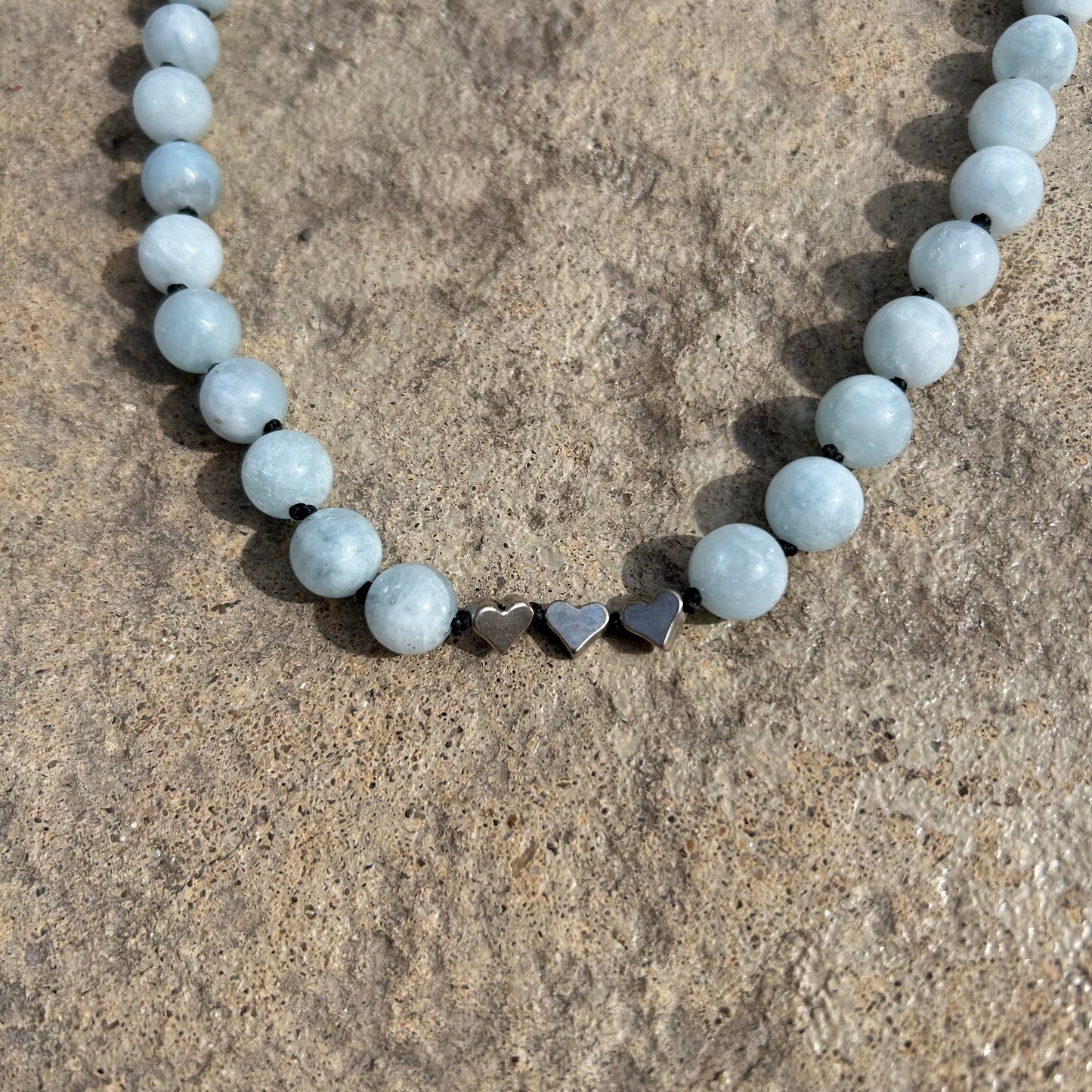 Aquamarine Knotted Bead Necklace