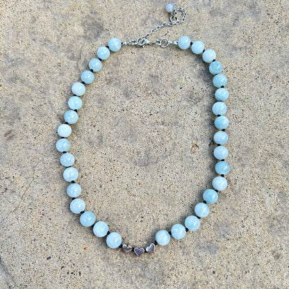 Aquamarine Knotted Bead Necklace