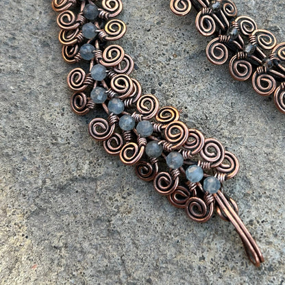Egyptian Coil Link Bracelet Copper Aquamarine