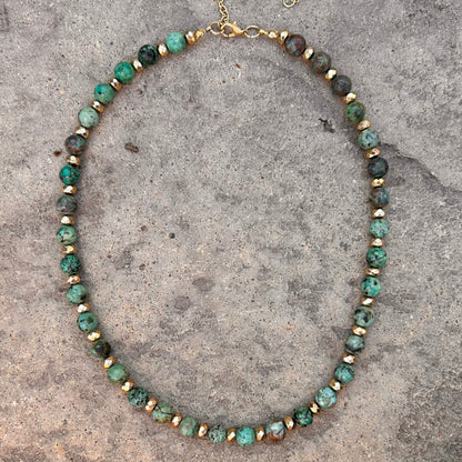 African Turquoise Beaded Necklace