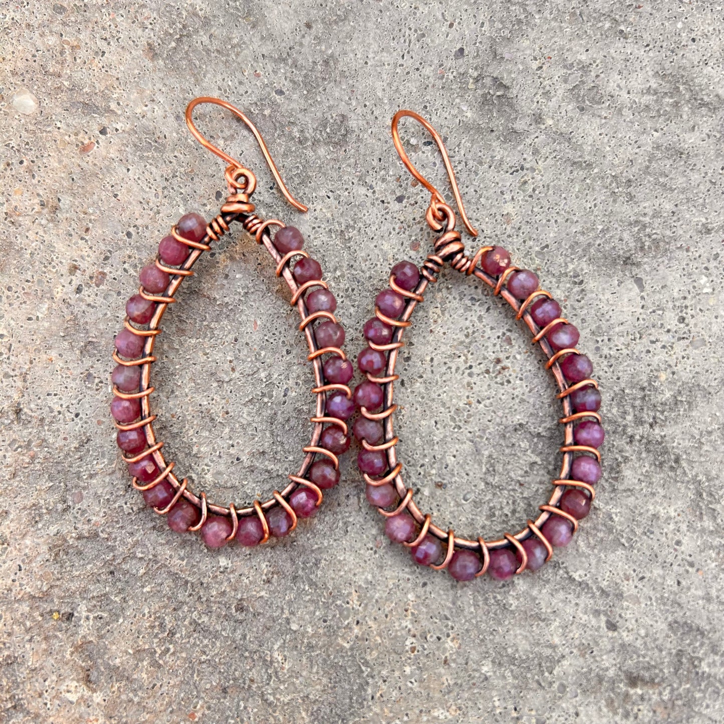 Copper and Pink Tourmaline Earrings